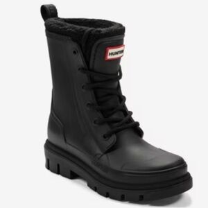 Hunter Black Insulated Lace-Up Boots